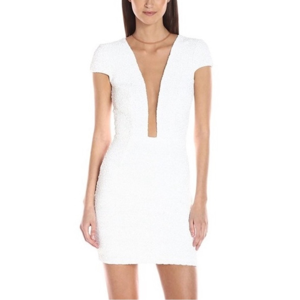 Dress The Population Kylie Sequin Mini Dress Prom Formal Wedding White Medium